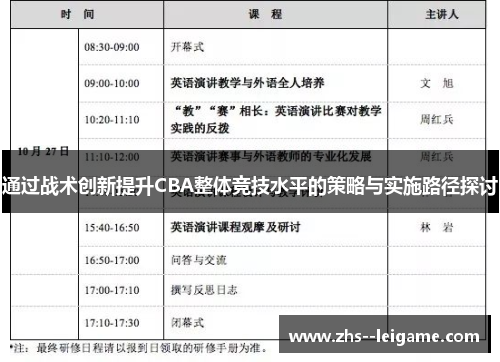 通过战术创新提升CBA整体竞技水平的策略与实施路径探讨
